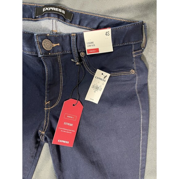 Express Skinny Jeans Denim Cotton Blue Women's Size 4R Low Rise Dark Wash - Picture 6 of 12